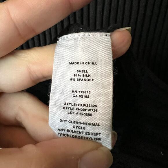 Helmut Lang Black Ribbed Dress Asymmetrical Neckline Size L - Picture 6 of 6